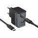 Сетевое зарядное устройство Hoco CS73A PD30W + QC3.0 (USB + Type-C) + кабель Type-C to Type-C - Midnight Black. Фото 2 из 6