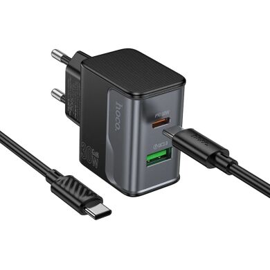 Сетевое зарядное устройство Hoco CS73A PD30W + QC3.0 (USB + Type-C) + кабель Type-C to Type-C - Midnight Black