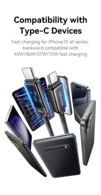 Кабель USAMS US-SJ744 Type-C to Type-C (100W, 1.2m) - Titanium
