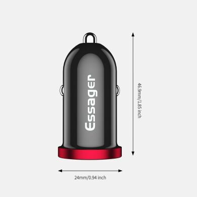 Автомобильное зарядное устройство ESSAGER Dual Port (QC3.0 + PD3.0, 30W) - Black