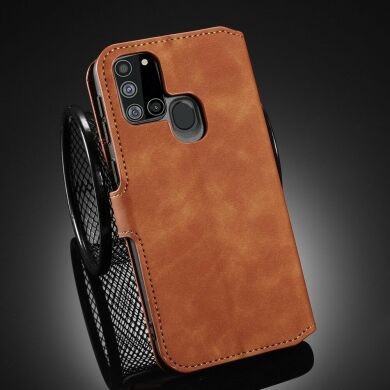 Чехол DG.MING Retro Style для Samsung Galaxy A21s (A217) - Brown