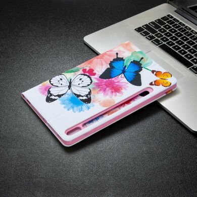 Чехол-книжка Deexe Pattern Style для Samsung Galaxy Tab S7 (T870/875) / S8 (T700/706) - Colorful Butterflies