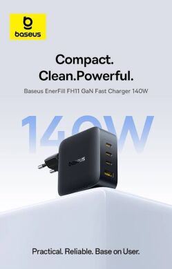 Сетевое зарядное устройство Baseus EnerFill FH11 GaN 3C+U (140W) E0121J00 - Black