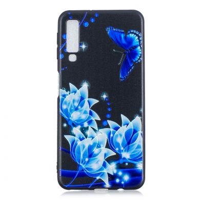 Силиконовый (TPU) чехол Deexe Life Style для Samsung Galaxy A7 2018 (A750) - Blue Flower and Butterfly