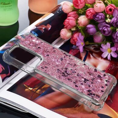 Силиконовый (TPU) чехол Deexe Liquid Glitter для Samsung Galaxy A52 (A525) / A52s (A528) - Red