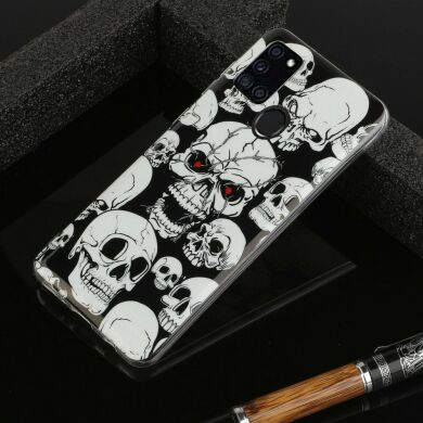 Силиконовый (TPU) чехол Deexe LumiCase для Samsung Galaxy A21s (A217) - Cool Skulls