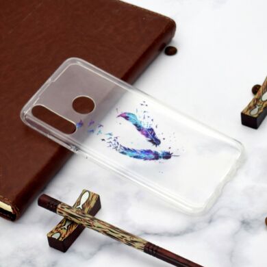 Силиконовый (TPU) чехол Deexe Pretty Glossy для Samsung Galaxy A20s (A207) - Feathers