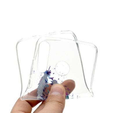 Силиконовый (TPU) чехол Deexe Pretty Glossy для Samsung Galaxy A20s (A207) - Feathers