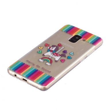 Силиконовый (TPU) чехол Deexe Pretty Glossy для Samsung Galaxy A8+ (A730) - Horse and Hearts