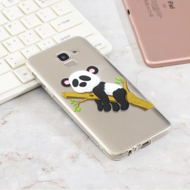 Силиконовый (TPU) чехол Deexe Pretty Glossy для Samsung Galaxy J6 2018 (J600) - Panda Climbing Tree