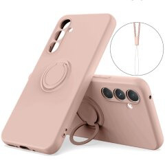 Силіконовий (TPU) чохол з кільцем Deexe Color Shell для Samsung Galaxy S26 FE - Pink