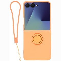 Силиконовый (TPU) чехол с кольцом Deexe Color Shell (FF) для Samsung Galaxy Flip 8 - Orange