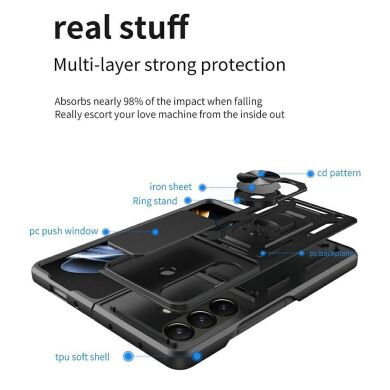 Чехол (PC+TPU) с подставкой Deexe Armor Shield (FF) для Samsung Galaxy Fold 8 Ultra - Red