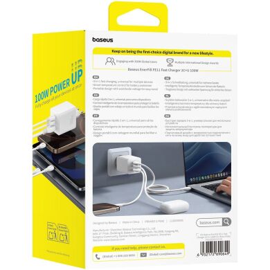Мережевий зарядний пристрій Baseus EnerFill FE11 2C+U (100W) P10182102213-00 - White