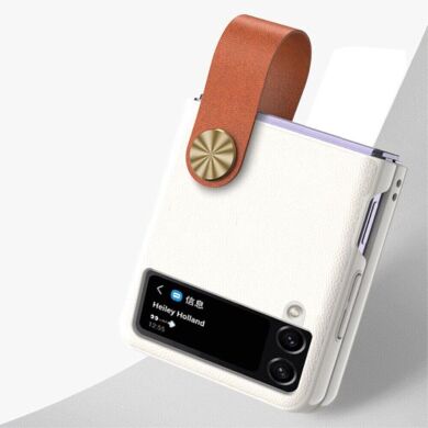 Захисний чохол GKK Strap Kickstand для Samsung Galaxy Flip 4 - White / Brown
