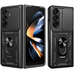 Чехол (PC+TPU) с подставкой Deexe Armor Shield (FF) для Samsung Galaxy Fold 8 Ultra - Black