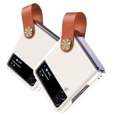 Защитный чехол GKK Strap Kickstand для Samsung Galaxy Flip 4 - White / Brown