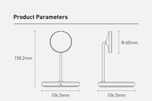 Беспроводное зарядное устройство Baseus Swan 2-in-1 Wireless Magnetic Charging Bracket (20W) + кабель USB to Type-C (3A, 1m) WXSW-B01 - Black