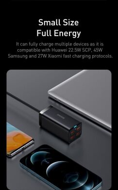 Сетевое зарядное устройство Baseus GaN3 Pro Desktop Fast Charger 2U+2C (100W) CCGP000101 - Black