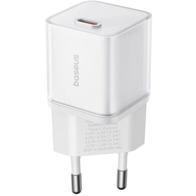 Мережевий зарядний пристрій Baseus GaN5S Fast Charger 1C 30W (P10162504213-00) - White