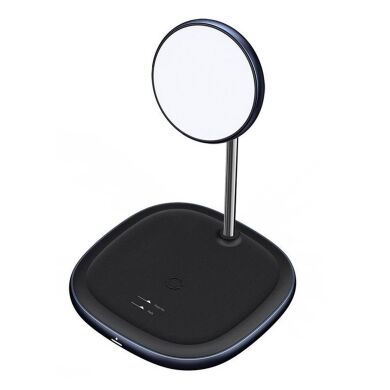 Беспроводное зарядное устройство Baseus Swan 2-in-1 Wireless Magnetic Charging Bracket (20W) + кабель USB to Type-C (3A, 1m) WXSW-B01 - Black