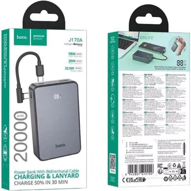 Внешний аккумулятор Hoco J170A 22.5W + PD20W (20000mAh) + кабель Type-C to Type-C - Black