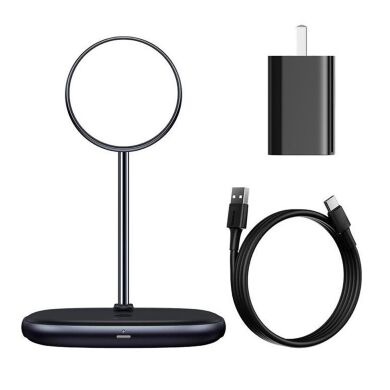 Беспроводное зарядное устройство Baseus Swan 2-in-1 Wireless Magnetic Charging Bracket (20W) + кабель USB to Type-C (3A, 1m) WXSW-B01 - Black