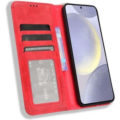 Чехол-книжка Deexe Retro Style для Samsung Galaxy S26 FE - Red