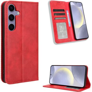 Чехол-книжка Deexe Retro Style для Samsung Galaxy S26 FE - Red
