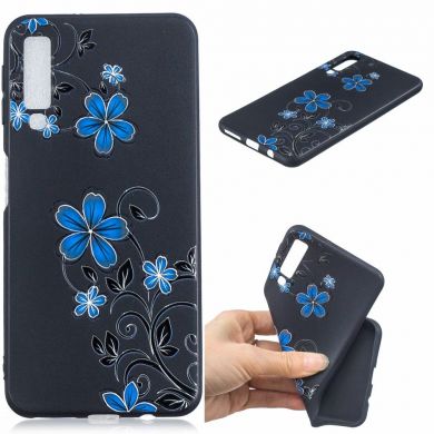 Силиконовый (TPU) чехол Deexe Life Style для Samsung Galaxy A7 2018 (A750) - Blue Flower