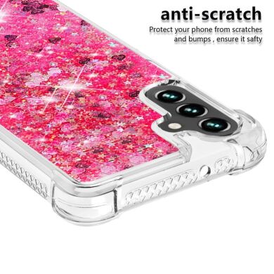 Силіконовий (TPU) чохол Deexe Liquid Glitter для Samsung Galaxy A13 5G (A136) / A04s (A047) - Rose Gold Hearts