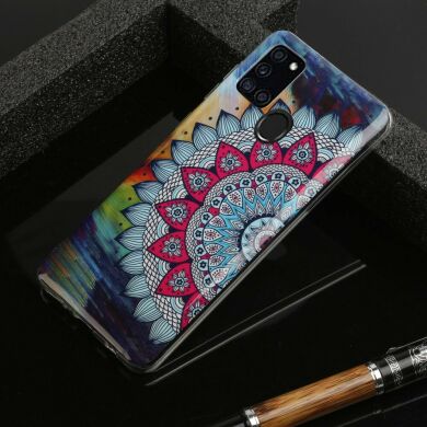 Силиконовый (TPU) чехол Deexe LumiCase для Samsung Galaxy A21s (A217) - Flower Pattern