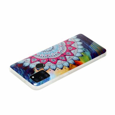 Силиконовый (TPU) чехол Deexe LumiCase для Samsung Galaxy A21s (A217) - Flower Pattern