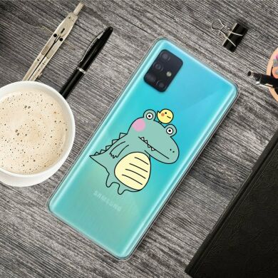 Силіконовий (TPU) чохол Deexe Pretty Glossy для Samsung Galaxy A51 (А515) - Shy Dinosaur