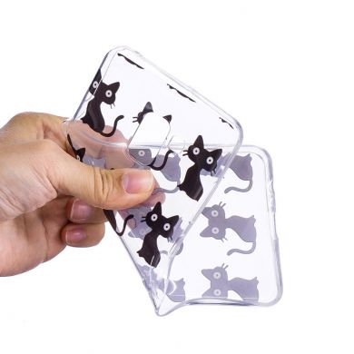 Силиконовый (TPU) чехол Deexe Pretty Glossy для Samsung Galaxy A8+ (A730) - Black Cat