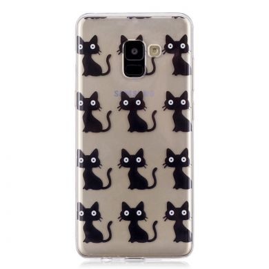 Силиконовый (TPU) чехол Deexe Pretty Glossy для Samsung Galaxy A8+ (A730) - Black Cat
