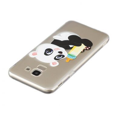 Силиконовый (TPU) чехол Deexe Pretty Glossy для Samsung Galaxy J6 2018 (J600) - Panda Holding a Bottle