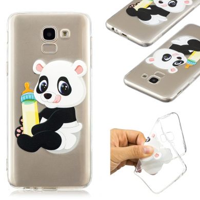 Силиконовый (TPU) чехол Deexe Pretty Glossy для Samsung Galaxy J6 2018 (J600) - Panda Holding a Bottle