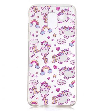 Силиконовый (TPU) чехол Deexe Pretty Glossy для Samsung Galaxy J6 2018 (J600) - Lovely Unicorns