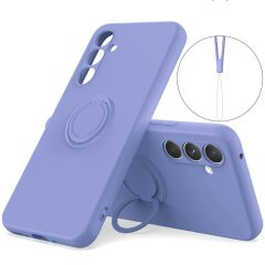 Силіконовий (TPU) чохол з кільцем Deexe Color Shell для Samsung Galaxy S26 FE - Purple