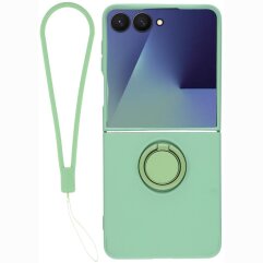 Силиконовый (TPU) чехол с кольцом Deexe Color Shell (FF) для Samsung Galaxy Flip 8 - Mint Green