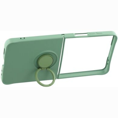 Силиконовый (TPU) чехол с кольцом Deexe Color Shell (FF) для Samsung Galaxy Flip 8 - Mint Green