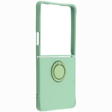 Силиконовый (TPU) чехол с кольцом Deexe Color Shell (FF) для Samsung Galaxy Flip 8 - Mint Green