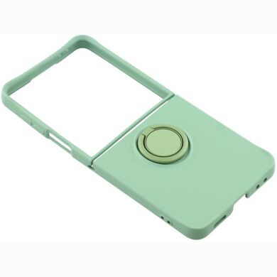 Силиконовый (TPU) чехол с кольцом Deexe Color Shell (FF) для Samsung Galaxy Flip 8 - Mint Green