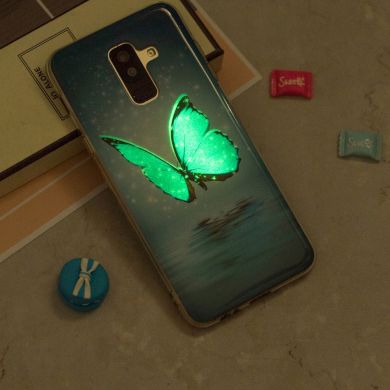 Силиконовый (TPU) Deexe LumiCase для Samsung Galaxy A6+ 2018 (A605) - Blue Butterfly