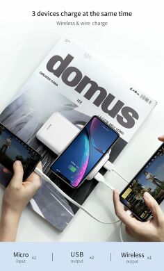 Внешний аккумулятор с беспроводной зарядкой BASEUS M36 Wireless Charger (10000mAh) - Black