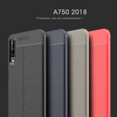 Защитный чехол Deexe Leather Cover для Samsung Galaxy A7 2018 (A750) - Grey
