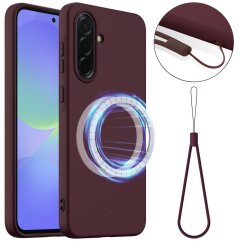Захисний чохол Deexe Silicone Case with MagSafe для Samsung Galaxy A36 (A366) / A56 (A566) - Wine Red