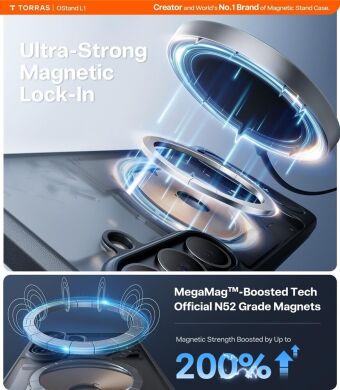 Защитный чехол TORRAS Ostand L1 (with MagSafe) для Samsung Galaxy S26 Plus - Black