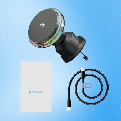 Автомобільний тримач із функцією бездротової зарядки Proove Light Crystal Qi2.2 (25W) - Gray